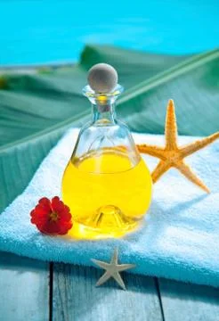 Poolside aromatherapy spa treatment Stock Photos