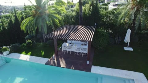 Poolside bar area in a luxury villa Stock Footage 234448655