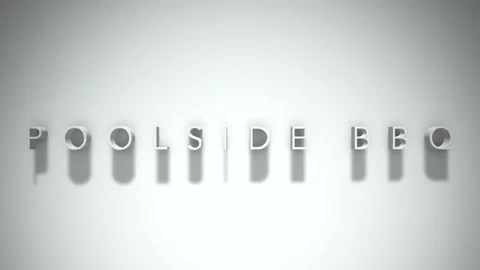 Poolside bbq 3D title animation white text on a white background Stock Footage 299419215