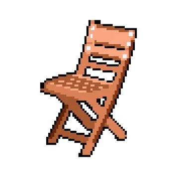 Poolside deck chair pixel art vector illustration Stock Illustration