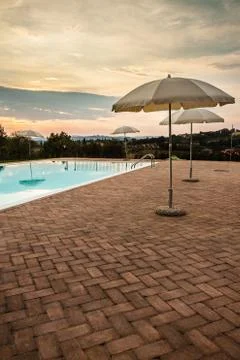 Poolside dusk Stock Photos