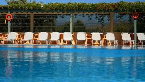 At the poolside Stock Footage 92474273