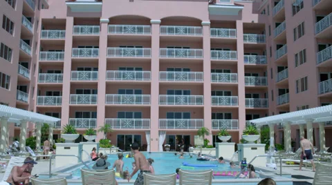 Poolside at generic hotel UHD Stock Footage 27522634