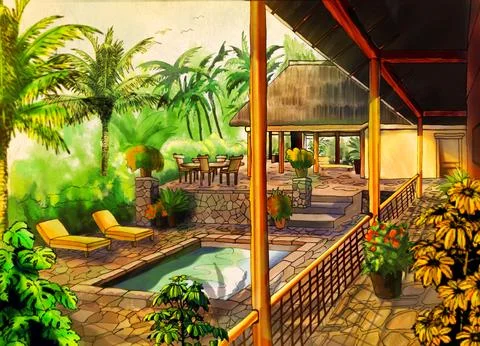POOLSIDE Stock Illustration