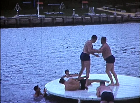 Poolside Playtime: Summer Fun in 1950s Australia Stock Footage 169834993
