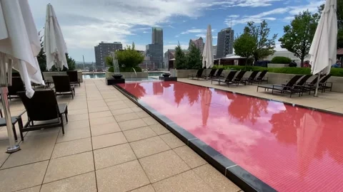 Poolside Rooftop Downtown St. Louis Stock Footage 196158242