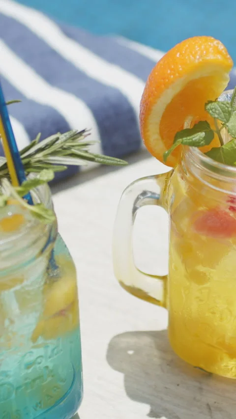 Poolside tropical juice 스톡 동영상 161922950