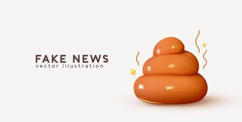 Poop brown colors, cartoon realistic 3d design. Creative concept idea fake .. Stock Illustration