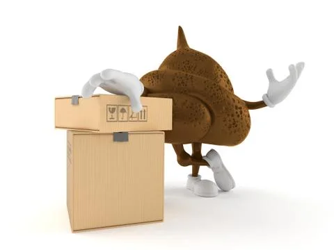 Poop character with stack of boxes Illustrazione stock