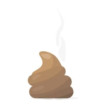 Poop flat cartoon vector icon. Poo or shit emoji or emoticon. Stock Illustration