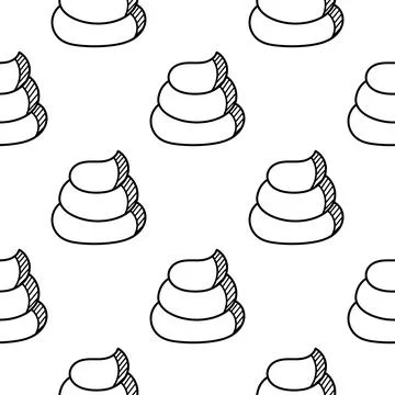 Poop hand drawn seamless pattern Stock Illustration