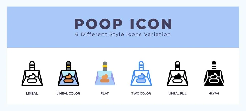 Poop icon set with different styles. Vector illustration. Stock Illustration