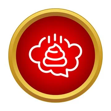 Poop icon in speech bubble symbolizing bad smell Illustrazione stock
