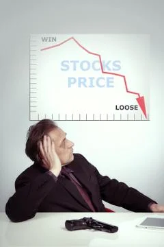 Poor and desperate manager lost his finances want end his life Stock Photos