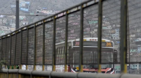 Poor and traffic in downtown Lima Homes Stock Footage 40069917