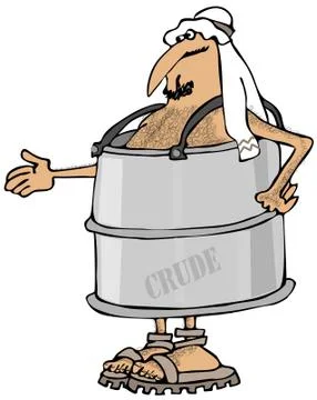 Poor Arab in a barrel Stock Illustration