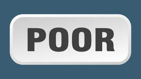 Poor button. poor square 3d push button Illustrazione stock