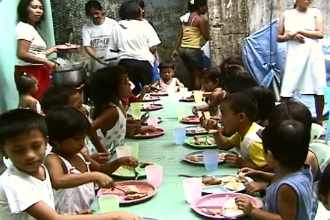 Poor Children Eating Stock Footage 270769