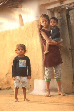 Poor Children in India Stock Photos