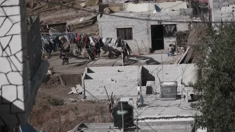 Poor children playing in the courtyard Stock Footage 157739033
