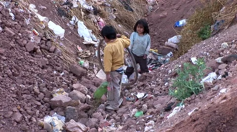 Poor children in slums in Peru Stock Footage 48718503
