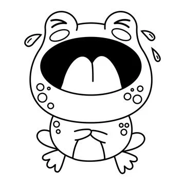 Poor crying frog. Funny outline cartoon animal character. Vector illustrati.. Stock Illustration