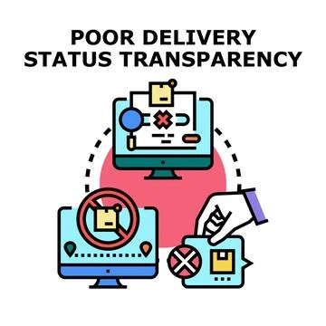 Poor delivery status transparency problem tracking concept Stock Illustration