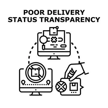 Poor delivery status transparency problem tracking concept Stock Illustration
