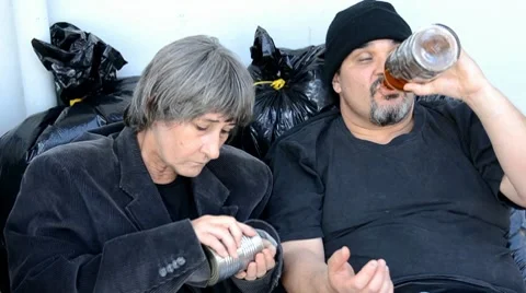 Poor drunk Stock Footage 7754882