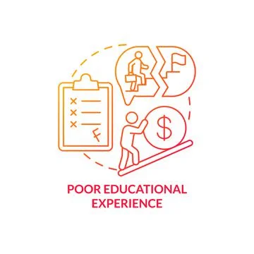 Poor educational experience red gradient concept icon イラスト素材