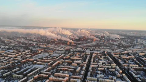Poor environment in the city. Environmental disaster. Smoke and smog Stock Footage 102724366