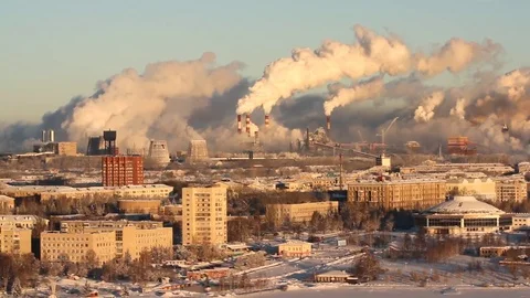 Poor environment. Environmental disaster. Harmful emissions into the environment Stock Footage 71575179