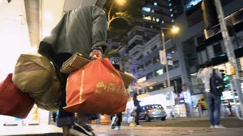 Poor Homeless Man In City Stock Footage 90485400