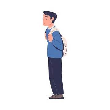 Poor Homeless Man Waiting in Queue for Free Food and Donation Vector Stock Illustration