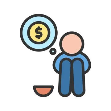 Poor icon vector image. Illustrazione stock