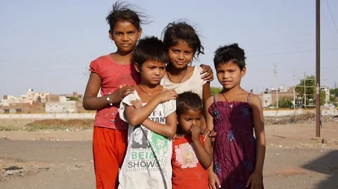 Poor indian kids  Stock Footage 62515641