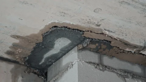 Poor installation of flat roofs and membranes. Drops of water fall from ceiling Stock Footage 235592726
