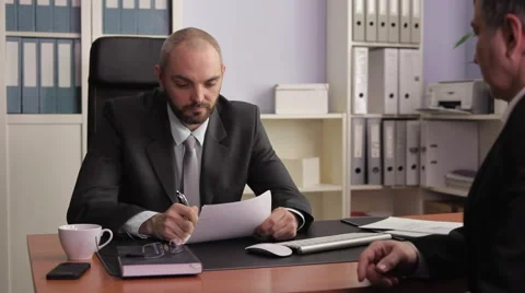 Poor Interview Stock Footage 47893428