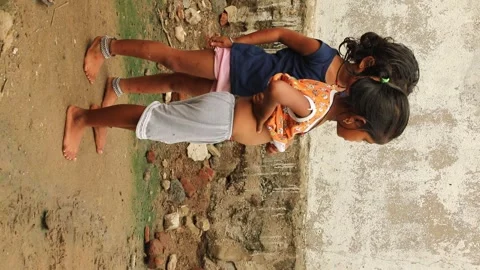 Poor Kids vertical Stock Footage 301211705