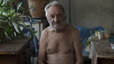 Poor man in his house 스톡 동영상 112079160