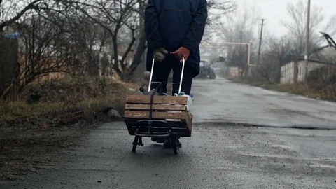 Poor man is lucky cart Stock Footage 83674327