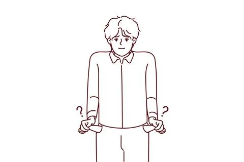 Poor man show empty pockets Stock Illustration