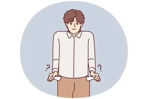 Poor man show empty pockets Stock Illustration