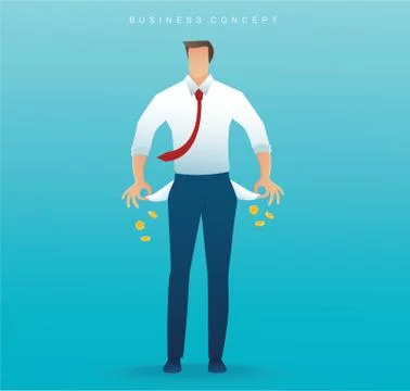 Poor man showing his empty pockets Stock Illustration