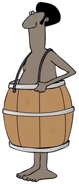Poor man wearing a barrel Stock Illustration