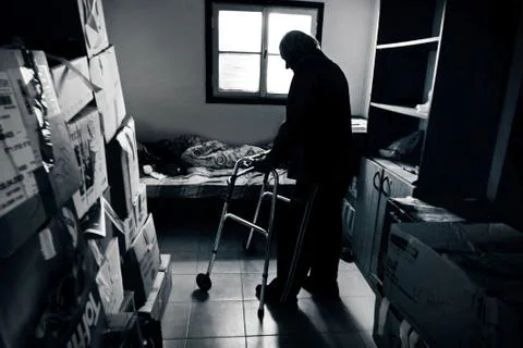 Poor old man Stock Photos