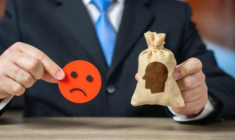 Poor personal qualities. Low mental abilities and weak character affecting li Stock Photos