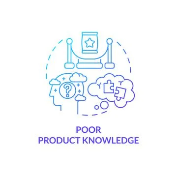 Poor product knowledge blue gradient concept icon イラスト素材