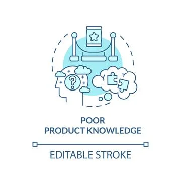 Poor product knowledge turquoise concept icon Stock Illustration