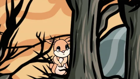 The Poor Rabbit Looks Through the Withered Trees Stock Footage 232192131
